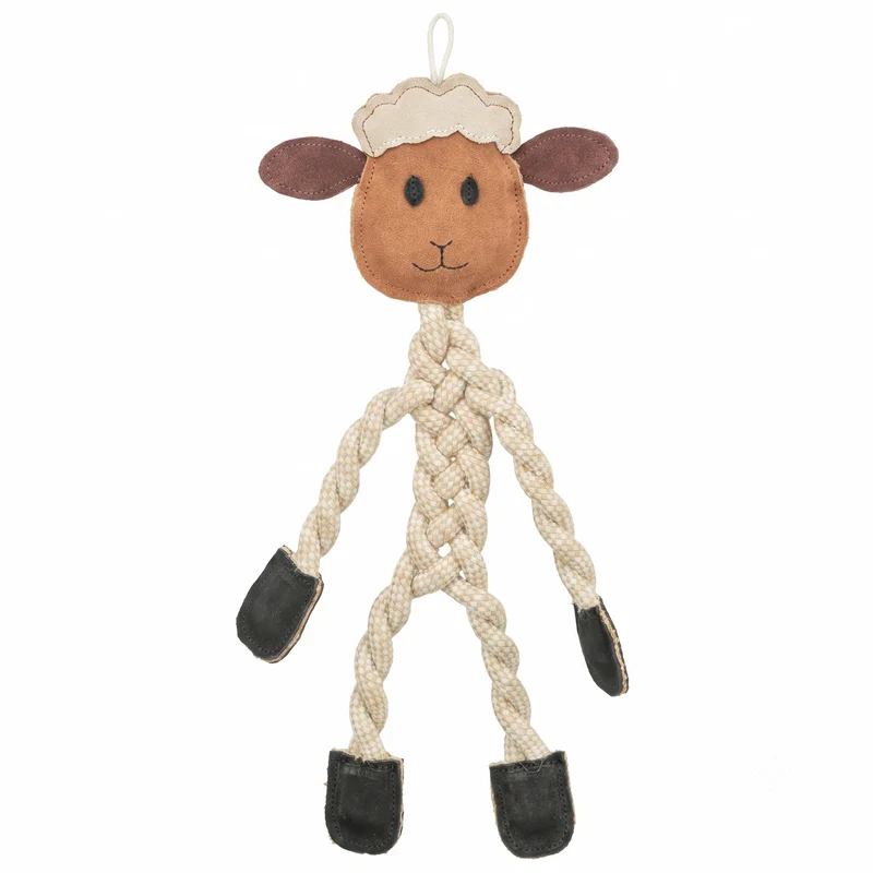 TRIXIE Schaf mit Tau und Leder Hundespielzeug