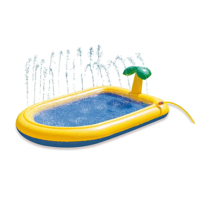 Beeztees Hundepool Palmy mit Sprinkler – Hundeplanschbecken 163x100x47 cm, gelb