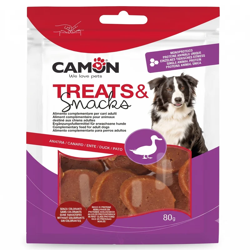 CAMON Duck Coins – Enten-Leckerlis für Hunde, getreidefrei | 80g