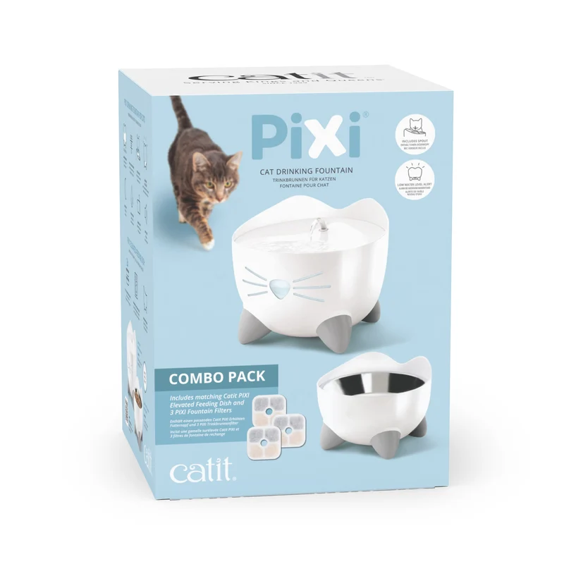 Catit Pixi Combo Kit Trinkbrunnen Futternapf und 3 Ersatzfilter