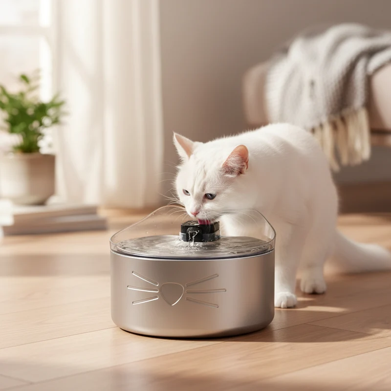 Catit PIXI UV-C Edelstahl-Trinkbrunnen für Katzen – Kabellos & 5L XXL