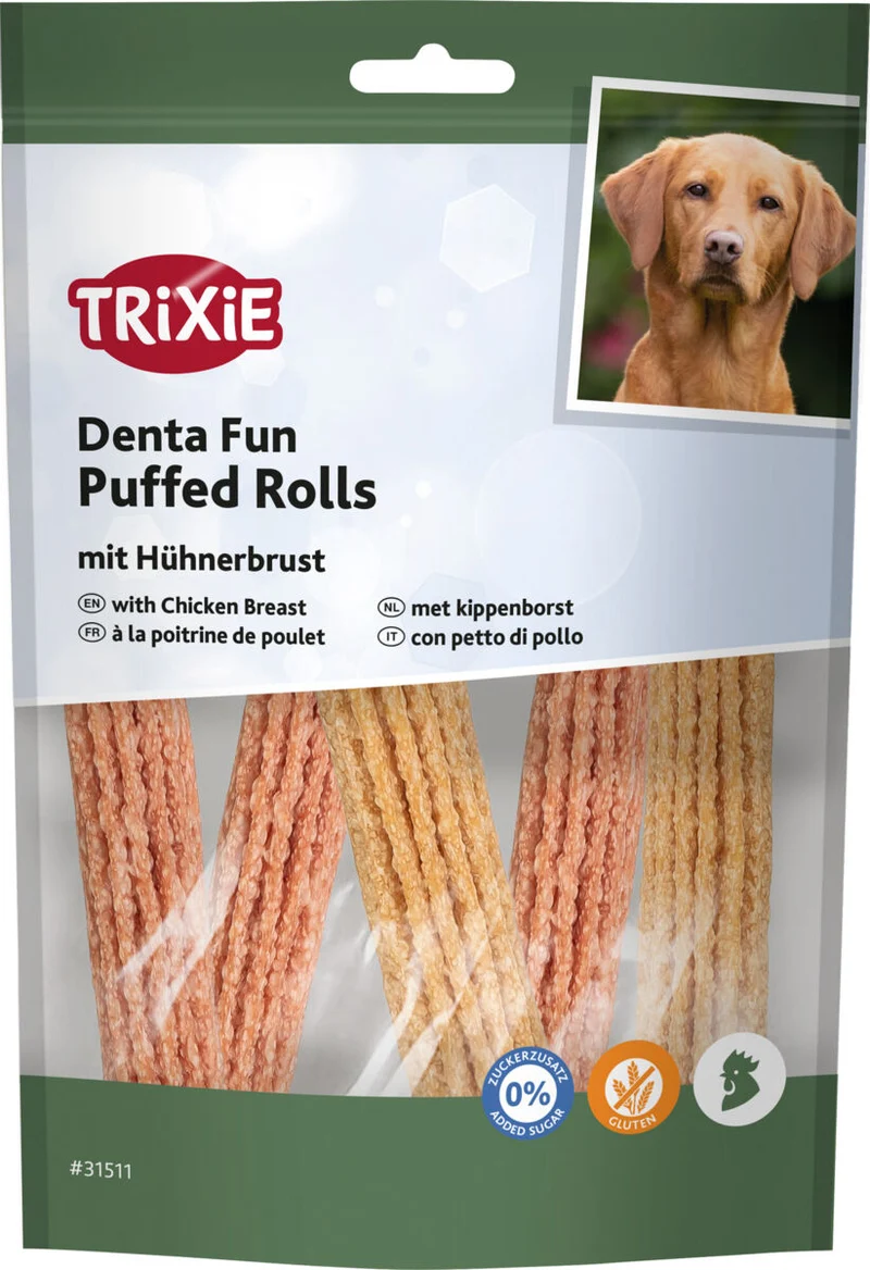 TRIXIE Puffed Rolls mit Hühnerbrust – Der unwiderstehliche Hundesnack für Training & Belohnung