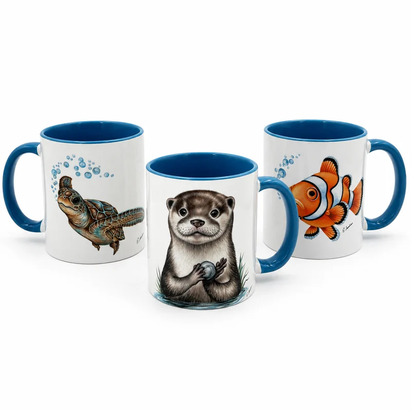 Tasse Aqua Serie – Keramiktasse mit Meeresmotiven
