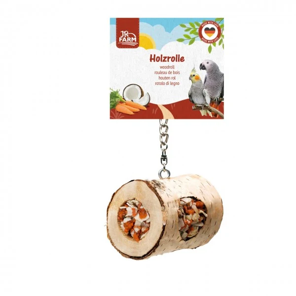JR FARM Holzrolle Großsittich & Papagei – Knabber- & Beschäftigungsspielzeug