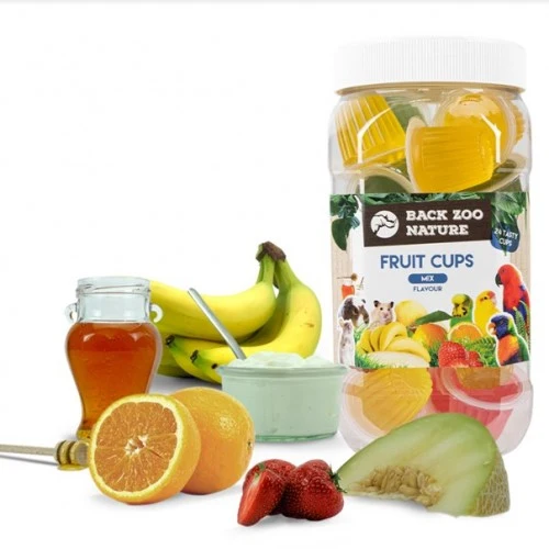 Fruit Cups Mix – 24 Stück Fruchtsnacks für Vögel & Nagetiere