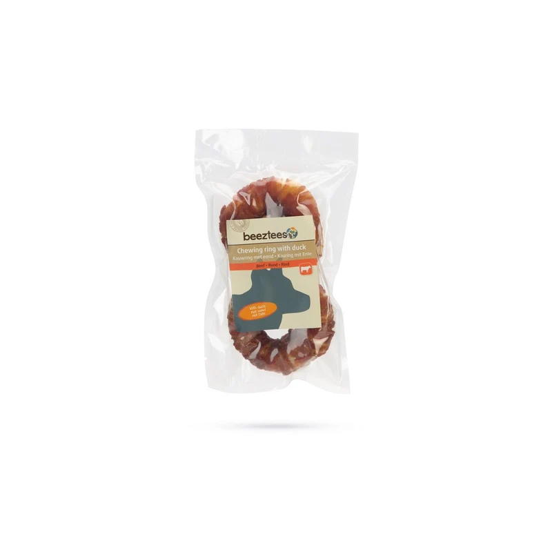 Beeztees Hundesnack Rinderhaut Ring mit Ente