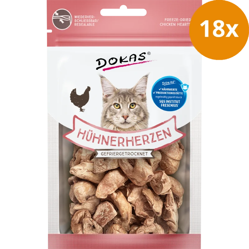 DOKAS Hühnerherzen gefriergetrocknet 15 g | Katzensnack