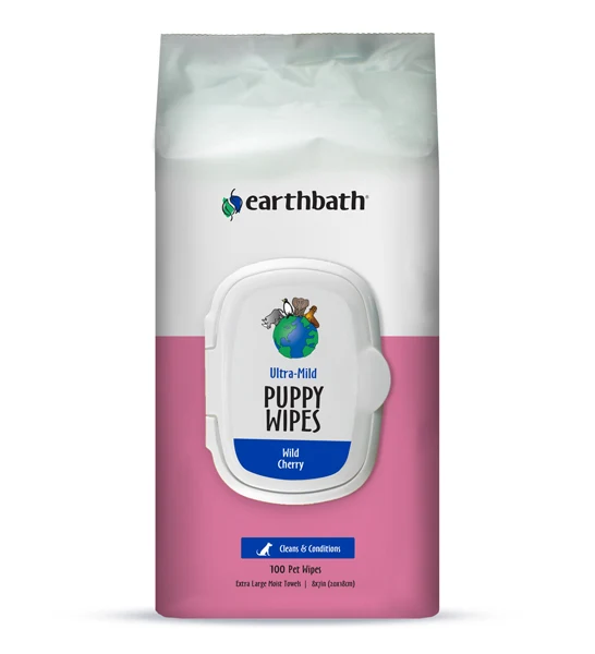 earthbath Grooming Ultra-Mild Puppy Wipes Wild Cherry 100pcs