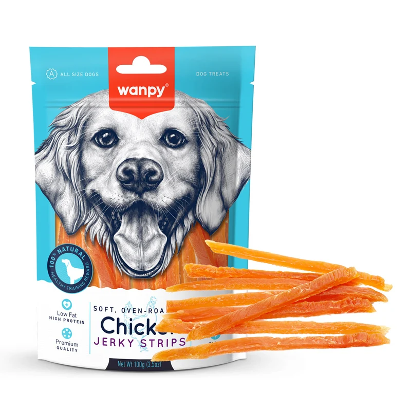 Wanpy Soft Chicken Jerky Strips Dog Treats 100G