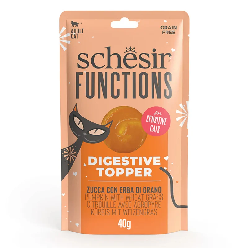 Schesir Functions Digestive Topper Pumpkin With Wheat Grass In Puree Wet Cat Food In Pouch 40G