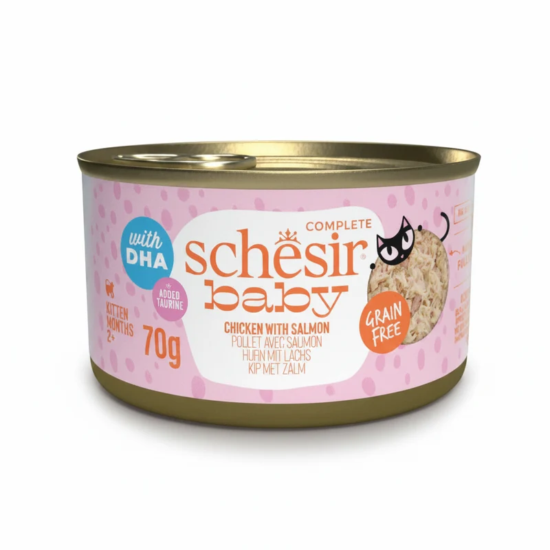 Schesir Baby Wholefood Chicken With Salmon Kitten Wet Cat Food In Broth 70G