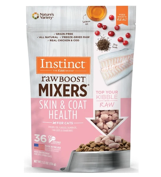 Instinct Raw Boost Mixers Skin & Coat Health Freeze Dried Cat Food Topper 5.5OZ