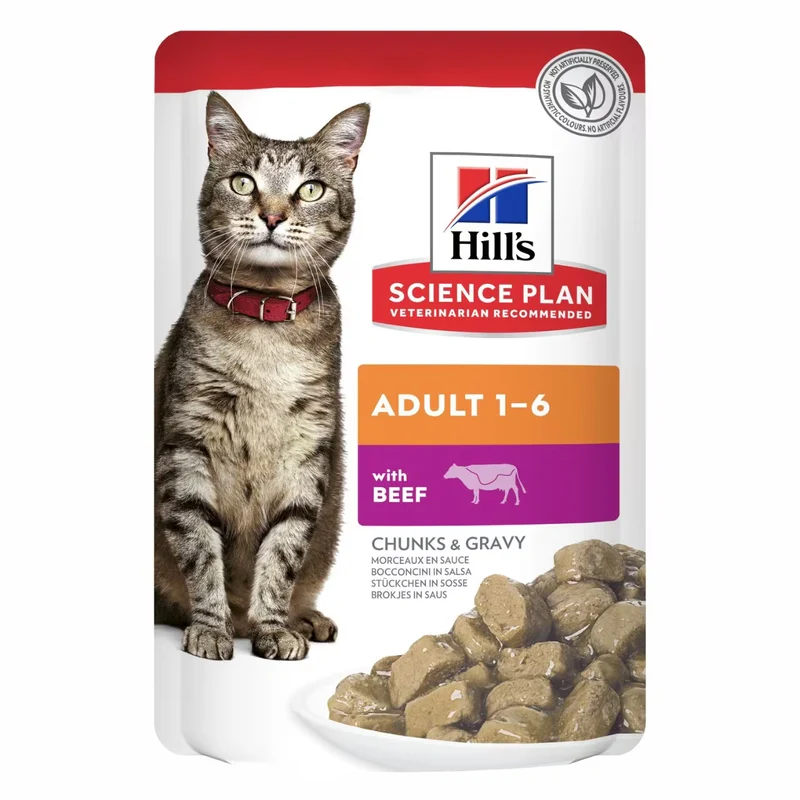 Hill's Science Plan Adult Wet Cat Food Beef Chunks In Gravy In Pouch 85G