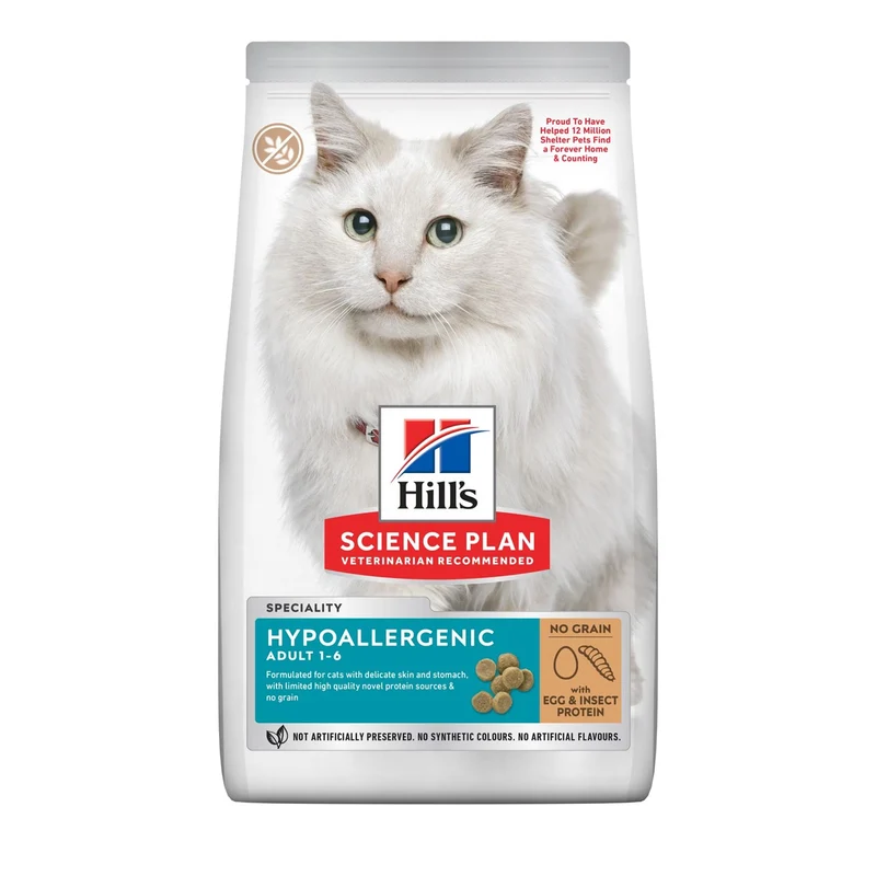 Hill's Science Plan Hypoallergenic No Grain Egg & Insect Protein Adult Dry Cat Food 1.5KG