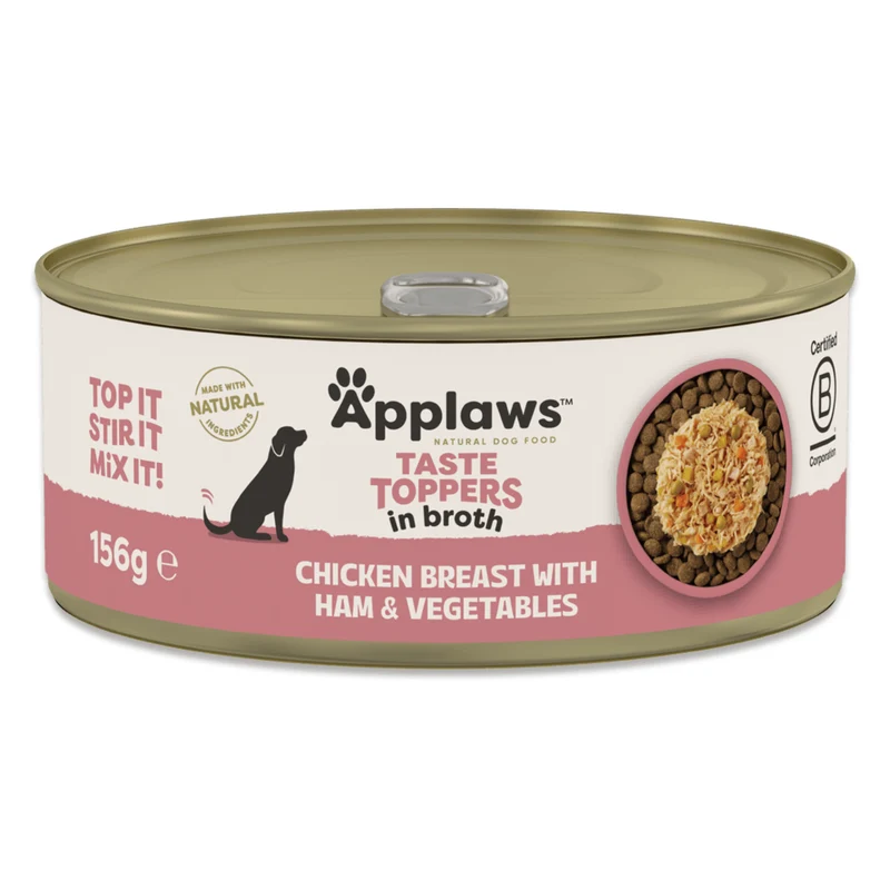 Applaws Taste Topper in Broth Chicken Breast With Ham & Vegetables Wet Dog Food 156G
