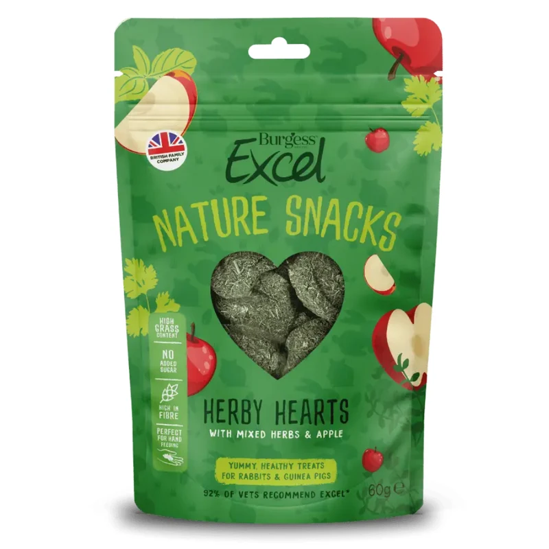 Burgess Excel Herby Hearts Small Pet Treats 60G