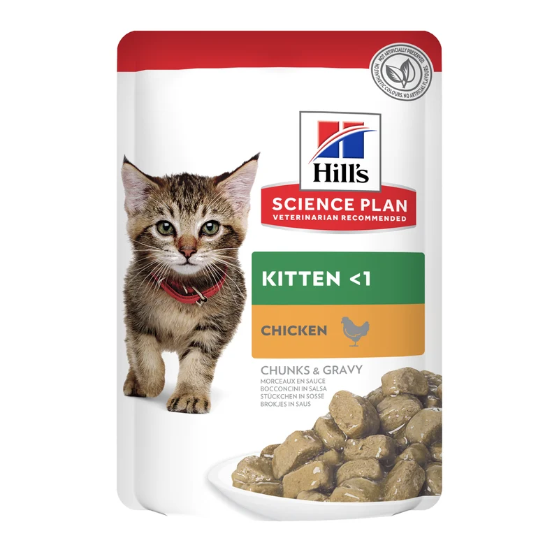 Hill's Science Plan Feline Kitten Tender Chunks in Gravy Wet Cat Food In Pouches With Chicken 85G