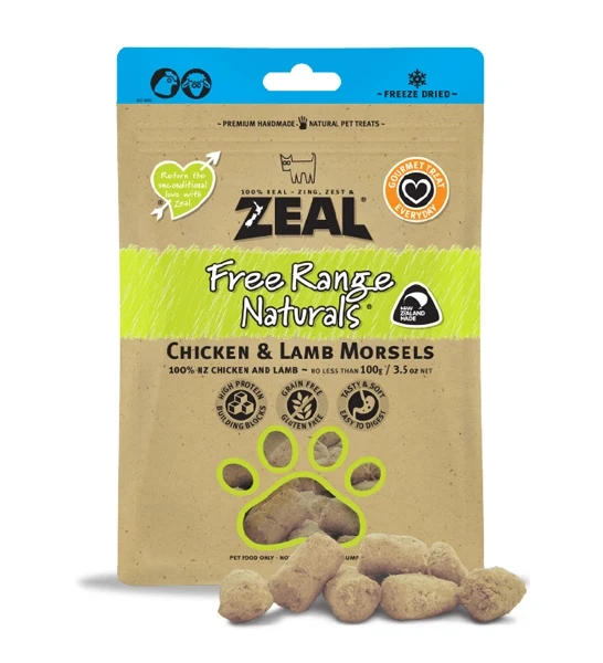 Zeal Free Range Naturals Chicken and Lamb Morsels 100G
