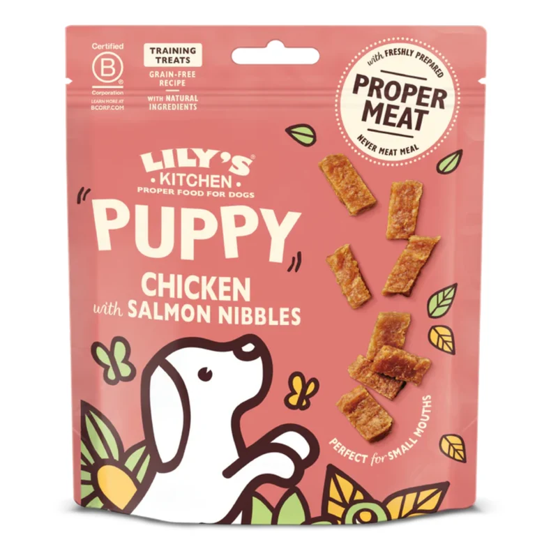 Lily's Kitchen Chicken and Salmon Nibbles Puppy Chewy Treats 70G