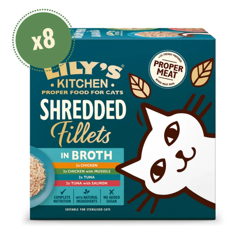 Lily's Kitchen Shredded Fillets In Broth Multipack Wet Cat Food For Sterilised Cat 8x70G