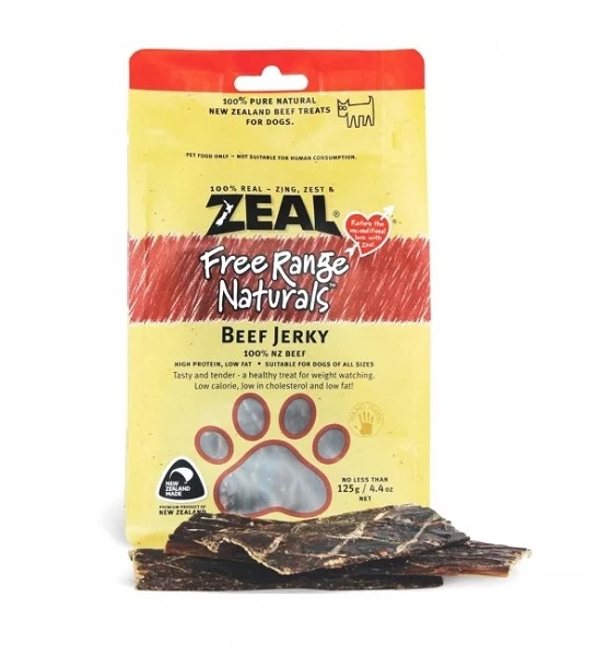 Zeal Pet Food Free Range Naturals Beef Jerky Dog Treats 125G