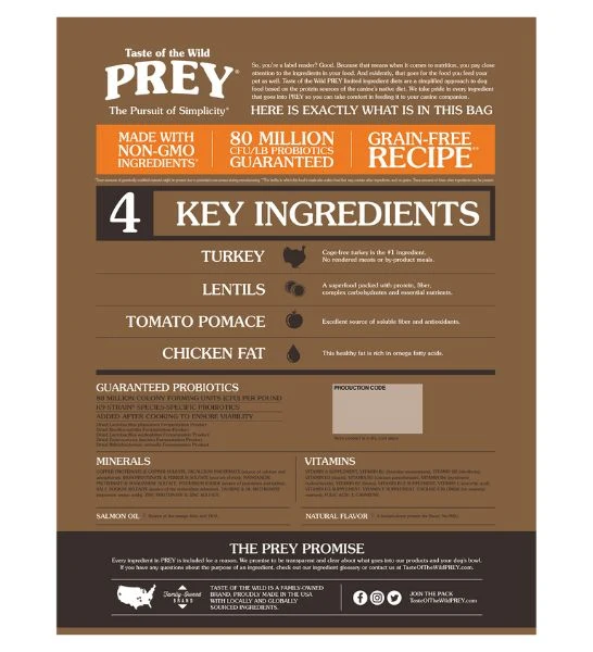 Taste of the Wild PREY Turkey Dry Dog Food