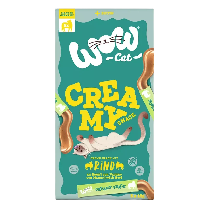 Wow Cat Creamy Snack mit Rind 5x15g