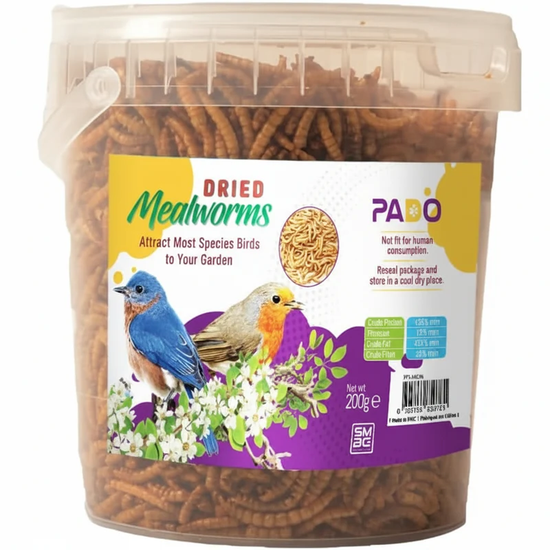 PADO Dried Meal Worms Treat for Birds 200G