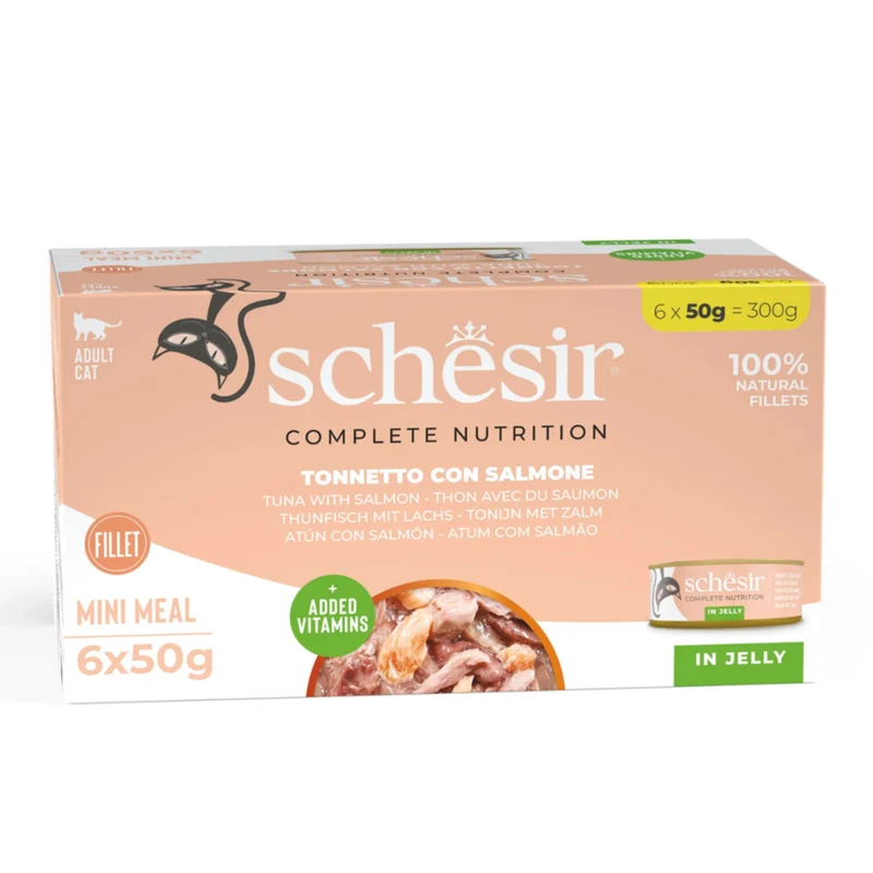 Schesir Tuna & Salmon In Jelly Multipack Adult Wet Cat Food 6X50G