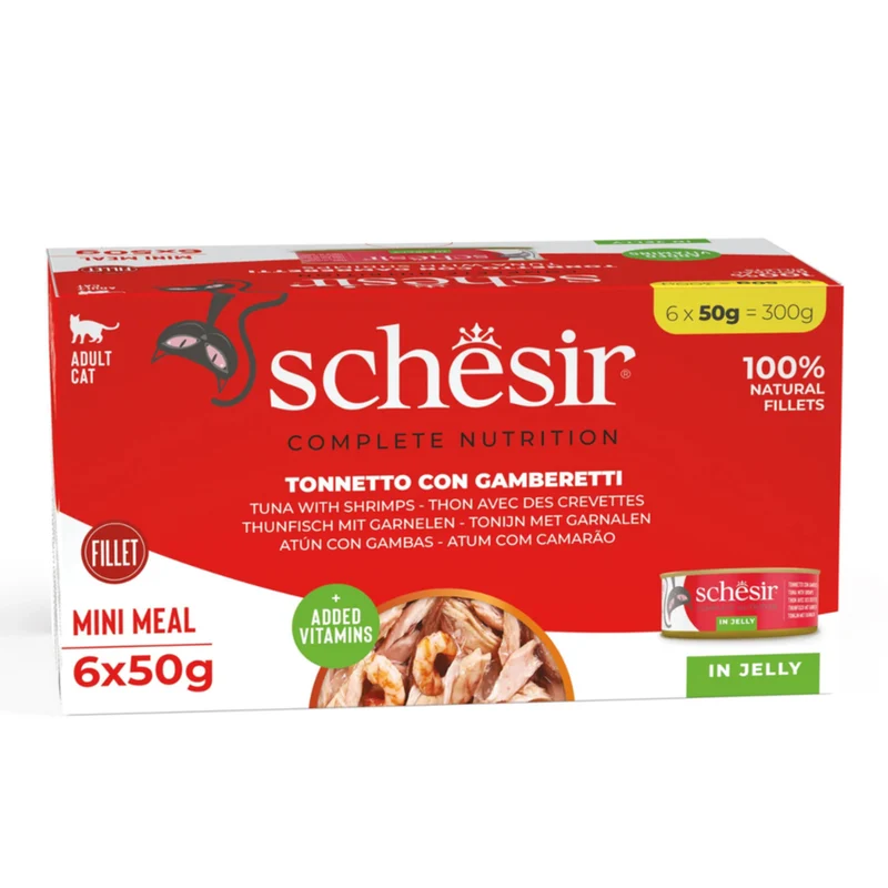 Schesir Tuna & Prawns In Jelly Multipack Adult Wet Cat Food 6X50G