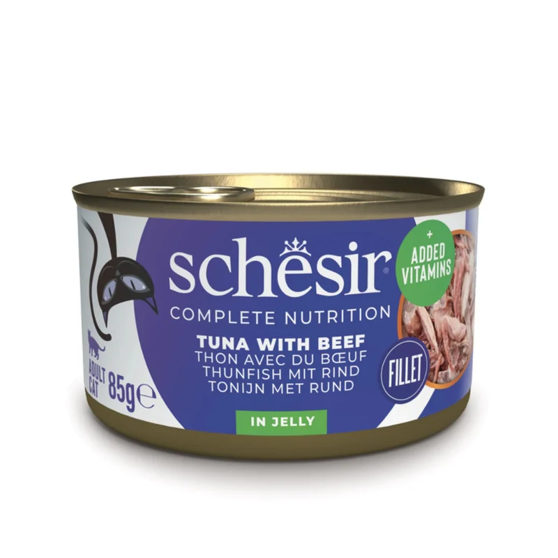 Schesir Tuna With Beef in Jelly Adult Wet Cat Food 85G