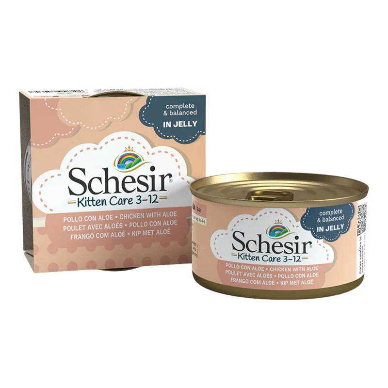 Schesir Chicken with Aloe in Jelly Kitten Wet Cat Food 85G