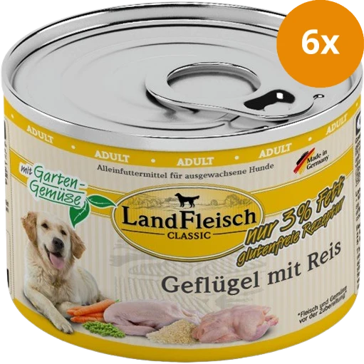 LandFleisch Dog Classic Geflügel mit Reis 195 g