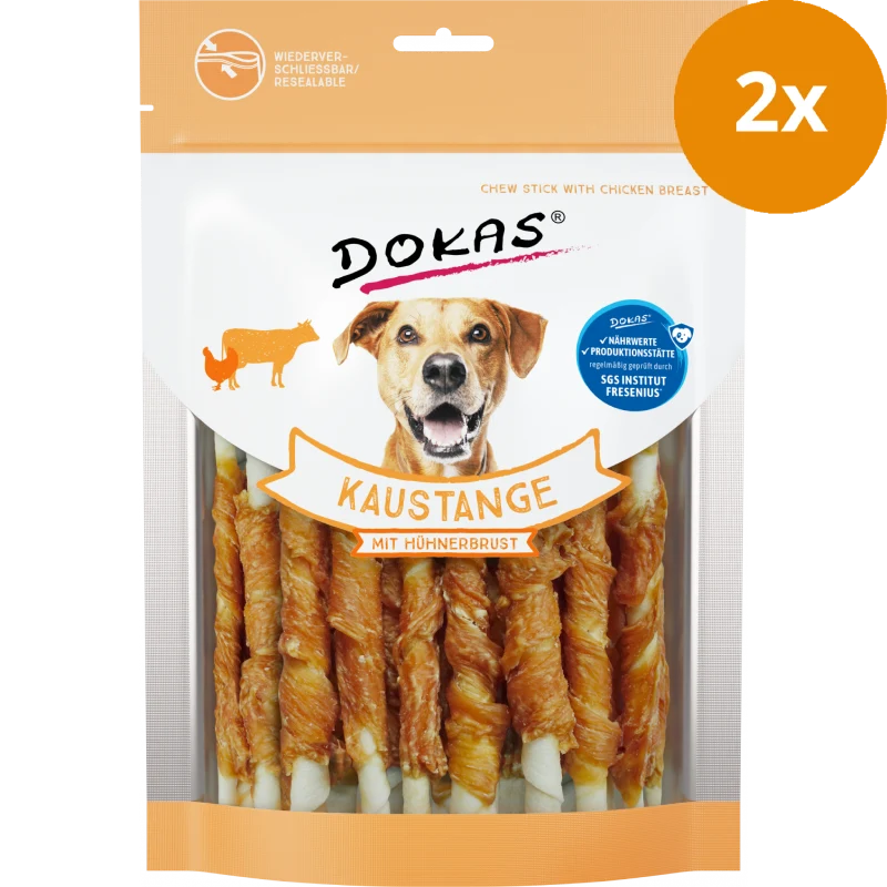 DOKAS Kaustangen mit Hühnerbrust 200 g | Hundesnack