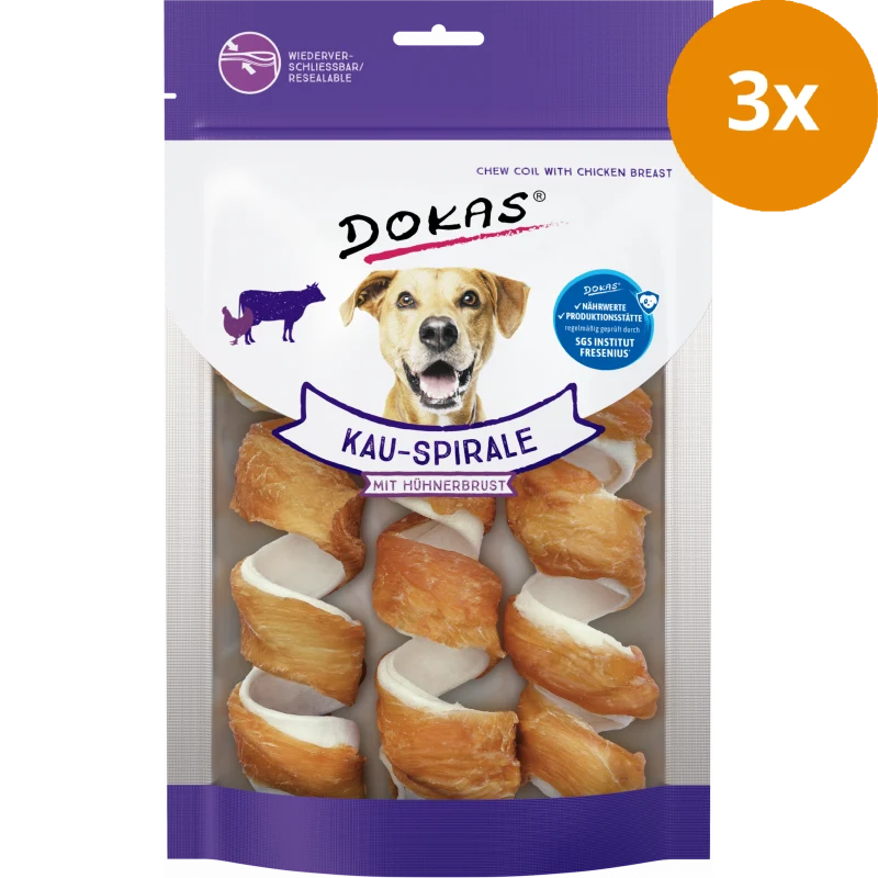 DOKAS Kau-Spirale mit Hühnerbrustfilet 110 g | Hundesnack