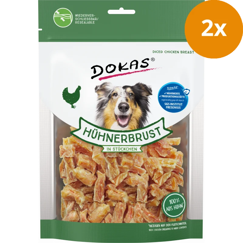 DOKAS Hühnerbrustfilet in Stückchen 200 g | Hundesnack