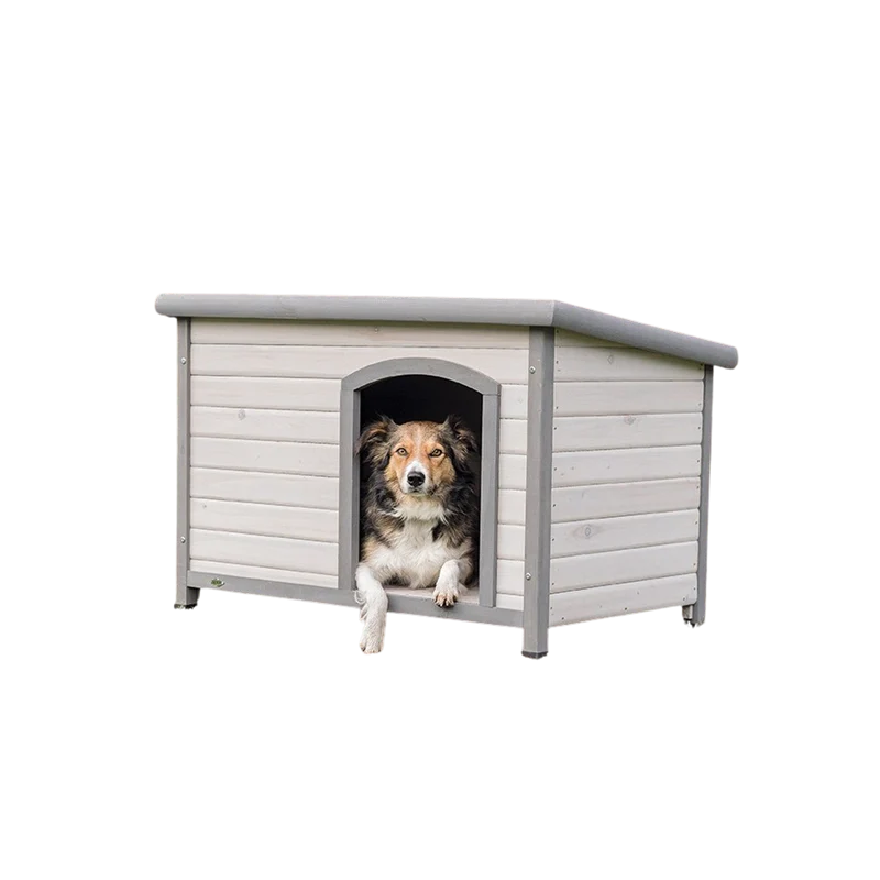 TRIXIE natura Hundehütte Classic m. Flachdach grau - M-L: 104x72x68 cm
