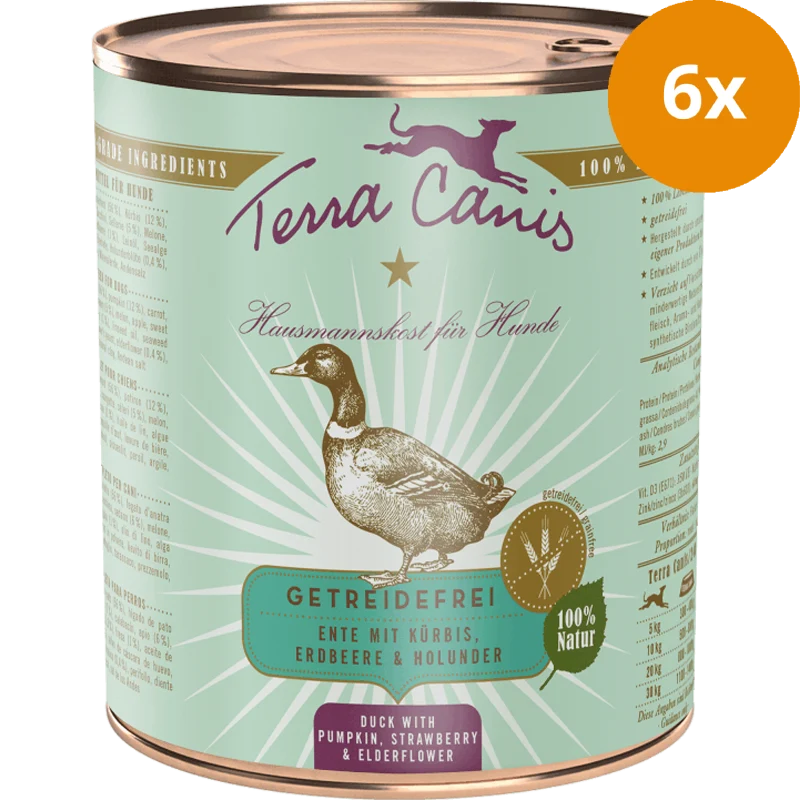 Terra Canis Menü Sensitive getreidefrei Ente mit Kürbis, Erdbeeren & Holunder 800 g