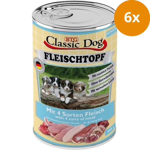 BTG Classic Dog Fleischtopf Junior 4 Sorten Fleisch 400 g