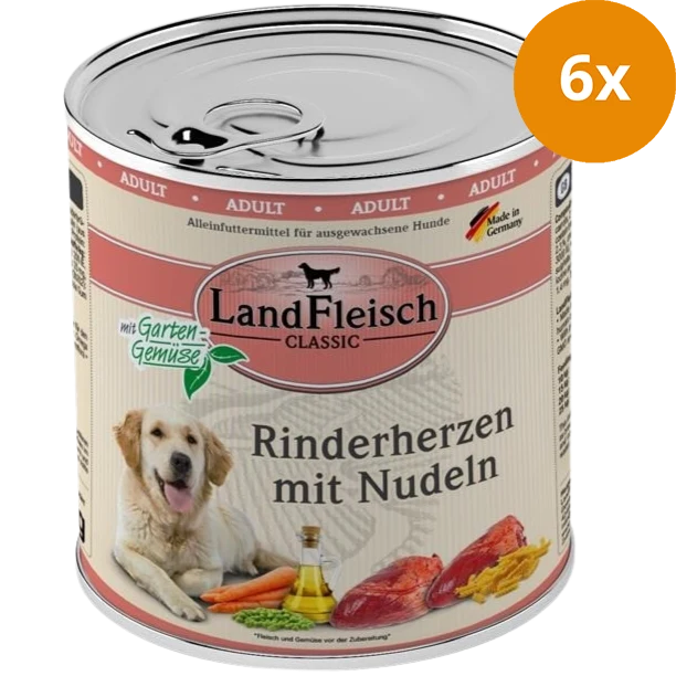 LandFleisch Dog Classic Rinderherz mit Nudeln 800 g