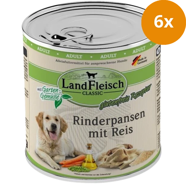 LandFleisch Dog Classic Rinderpansen mit Reis 800 g