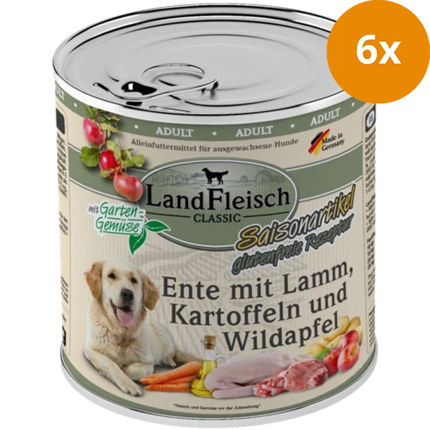 LandFleisch Dog Classic Ente mit Lamm, Kartoffeln & Wildapfel 800 g