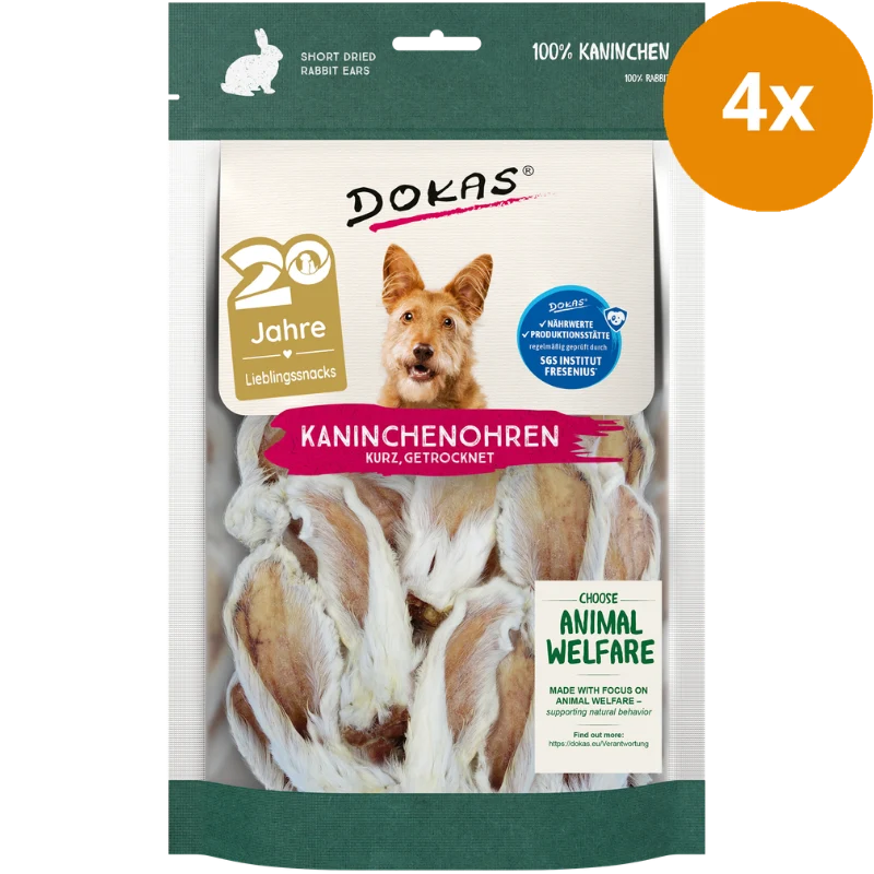 DOKAS Kaninchenohren 100 g | Hundesnack