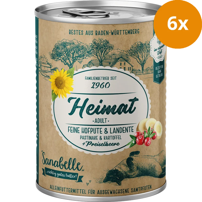 Sanabelle Heimat Dose feine Hofpute & Landente mit Pastinake, Kartoffel und Preiselbeere 400 g