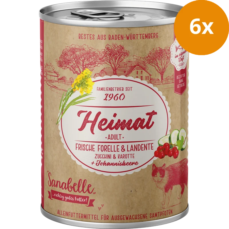 Sanabelle Heimat Dose frische Forelle & Landente mit Zucchini, Karotte und Johannisbeere 400 g