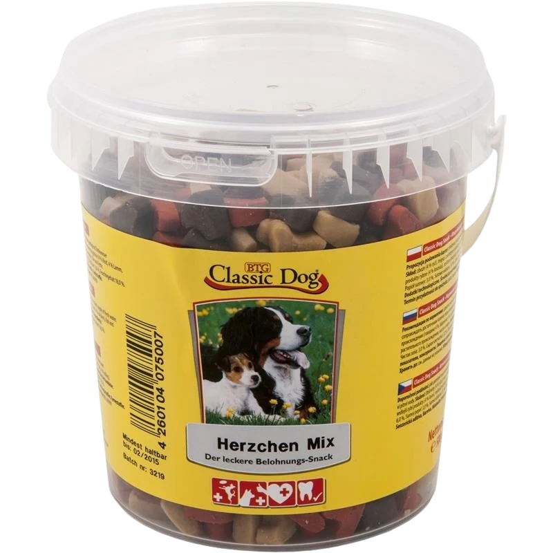 BTG Classic Dog Snack Eimer Herzchen Mix 500 g