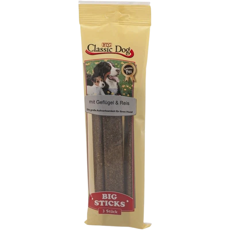 BTG Classic Dog Snack Big Sticks Geflügel & Reis 300 g