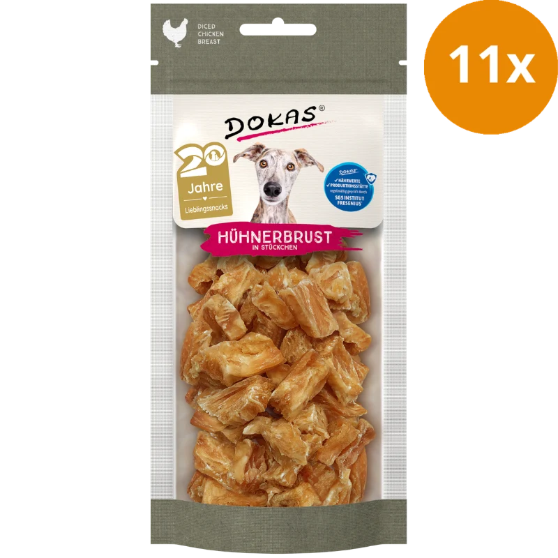 DOKAS Hühnerbrust in Stücken 50 g | Hundesnack