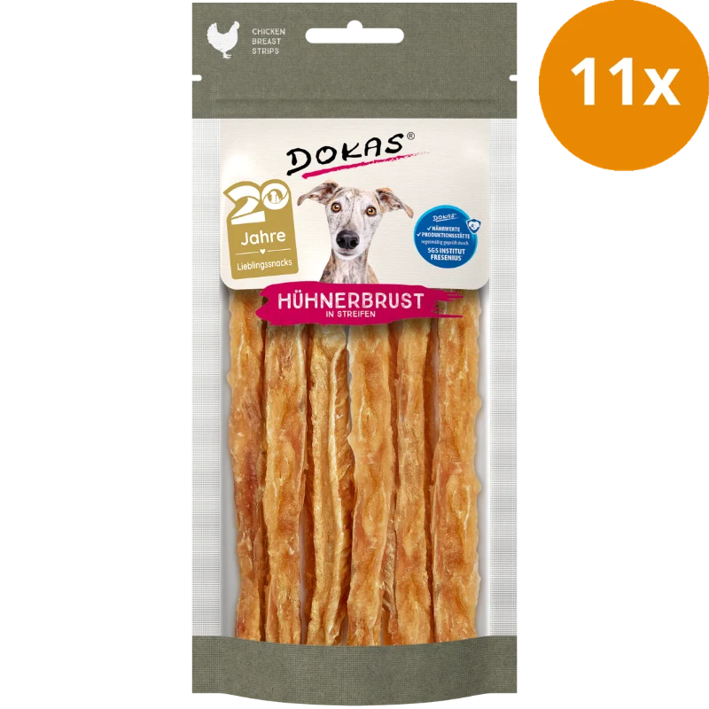 DOKAS Hühnerbrust in Streifen 50 g | Hundesnack