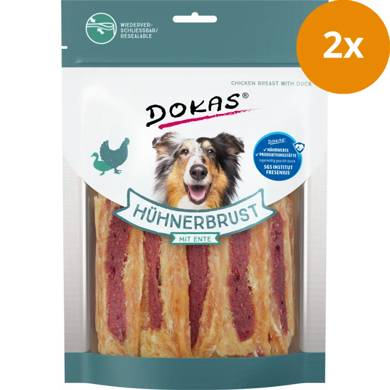 DOKAS Hühnerbrust mit Ente 220 g | Hundesnack